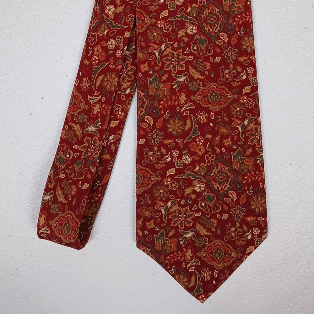Christian Dior Monsieur Tie Mens OS Red Silk Floral Paisley Vintage Necktie